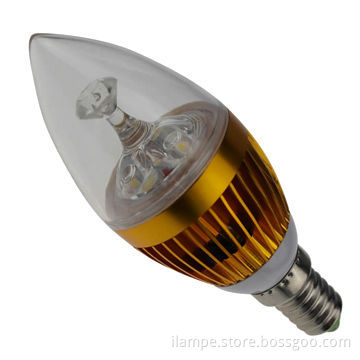 3W Warm White E14 LED Candle Bulb with Aluminum Alloy Housing